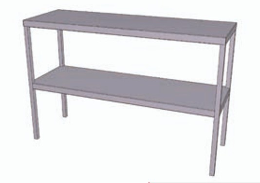 Edelstahl Aufsatzbord 2-etagig mit Rohrstehern - Tiefe 200 mm SCHOLL